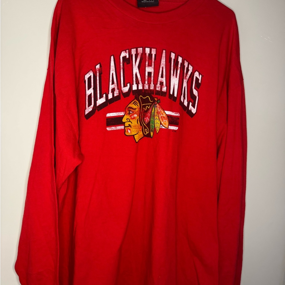 Blackhawks Red Long Sleeve Tee